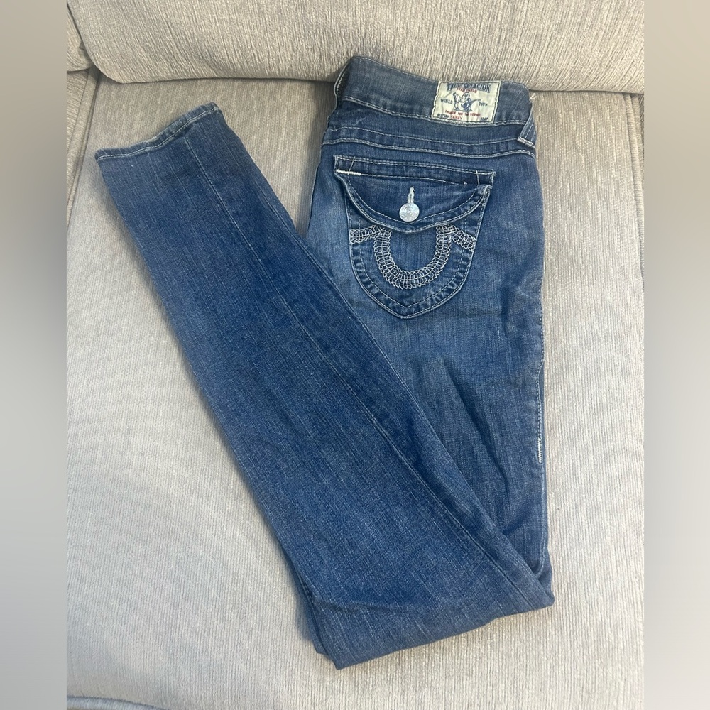 TRUE RELIGION WOMENN SKINNY JEANS SIZE 30 INSEAM 34